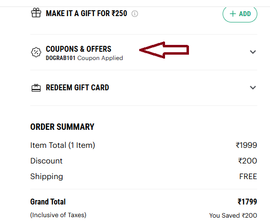 Coupon verification screenshot on Daily Objects