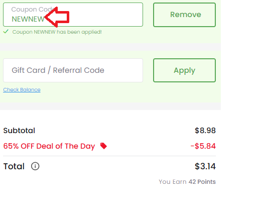 Coupon verification screenshot on Diamond CBD