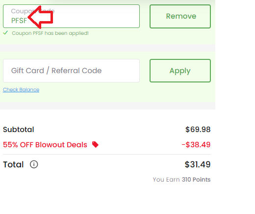 Screenshot of tested coupon for Diamond CBD