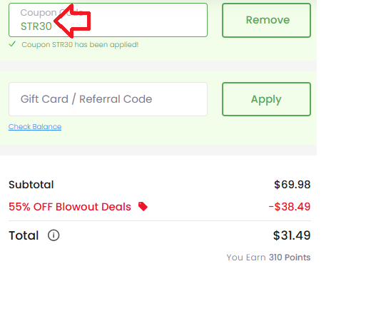 Screenshot of tested coupon for Diamond CBD