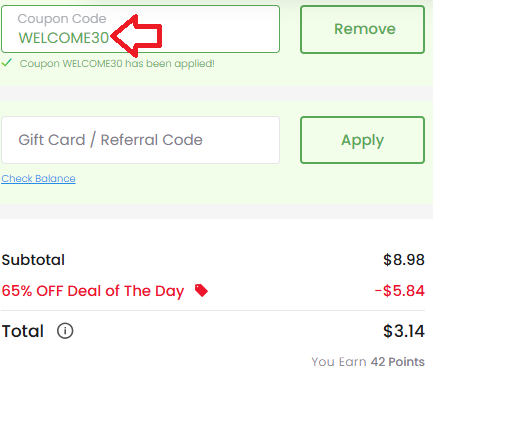 Coupon verification screenshot on Diamond CBD