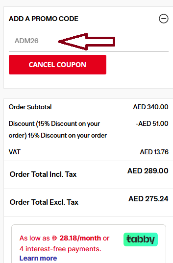 Coupon verification screenshot on Diesel