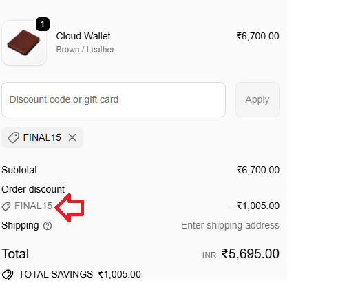 Coupon verification screenshot on Double Oak