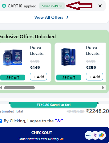 Coupon verification screenshot on Durex