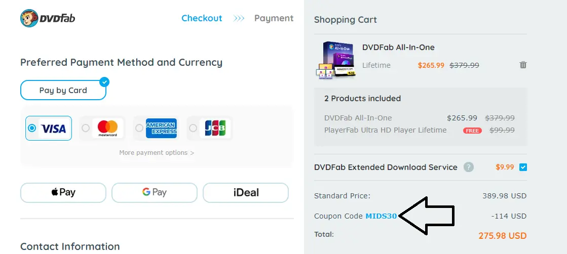 Coupon verification screenshot on DVDFab