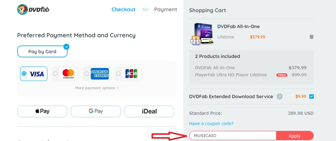 Coupon verification screenshot on DVDFab