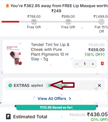 Coupon verification screenshot on Earth Rhythm