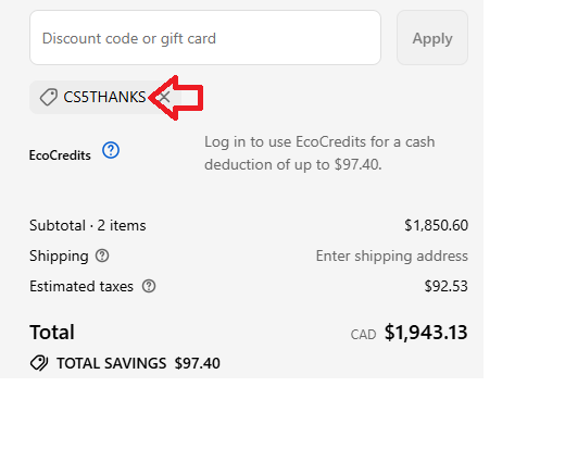 Screenshot of tested coupon for EcoFlow
