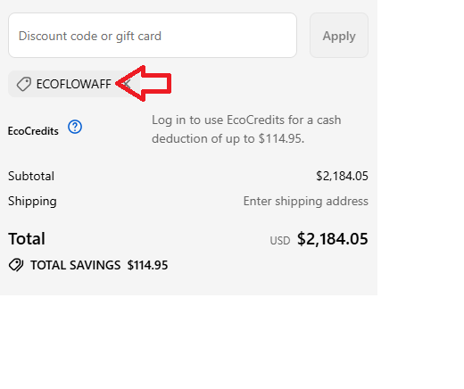 Coupon verification screenshot on EcoFlow