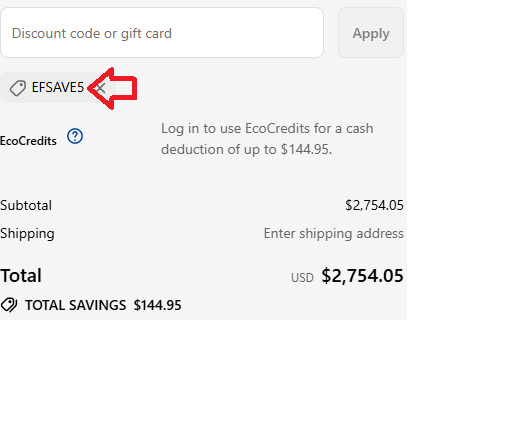 Coupon verification screenshot on EcoFlow