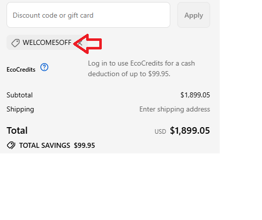 Coupon verification screenshot on EcoFlow