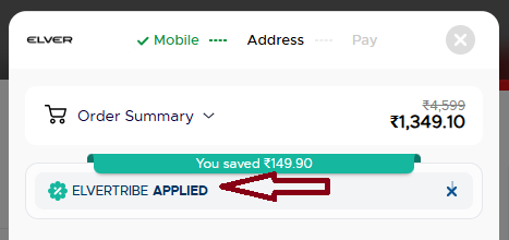 Coupon verification screenshot on Elver