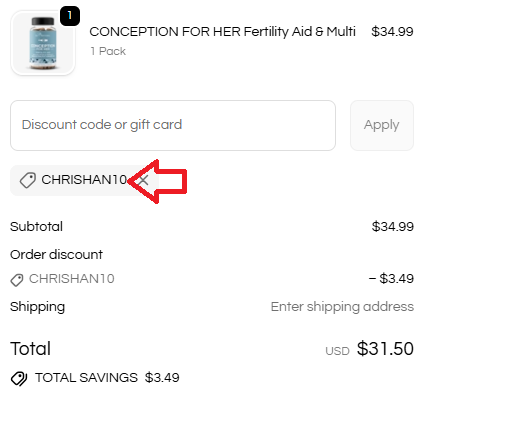 Coupon verification screenshot on Eu Natural