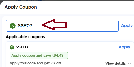 Coupon verification screenshot on ExclusiveLane