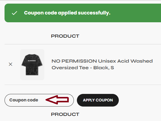 Coupon verification screenshot on Exunite