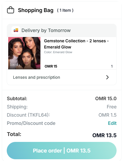 Screenshot of tested coupon for Eyewa