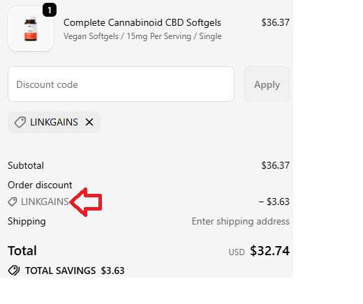 Coupon verification screenshot on Fab CBD