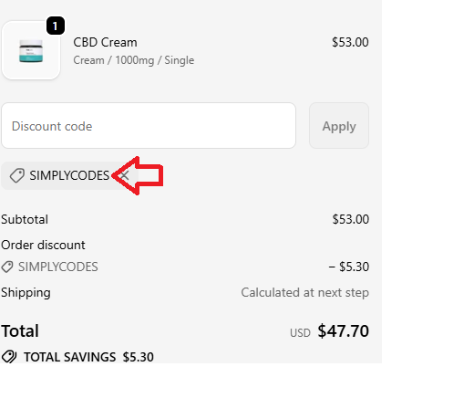 Coupon verification screenshot on Fab CBD