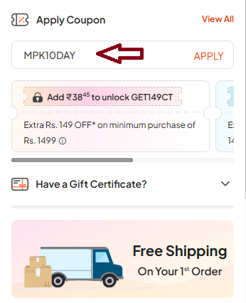 Coupon verification screenshot on Firstcry
