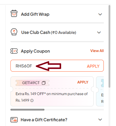 Coupon verification screenshot on Firstcry