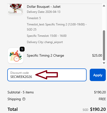 Screenshot of tested coupon for FlowerAdvisor