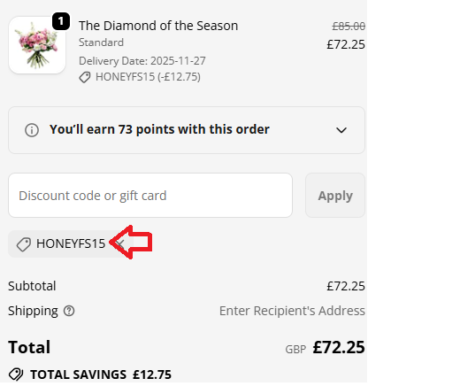 Coupon verification screenshot on Flower Station