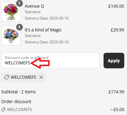 Coupon verification screenshot on Flower Station