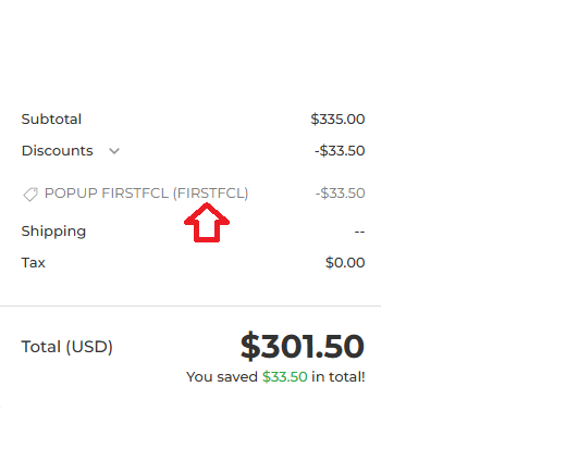 Coupon verification screenshot on Fox Creek Leather