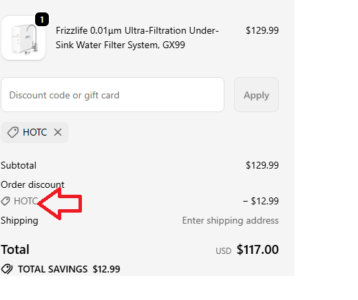 Coupon verification screenshot on FrizzLife