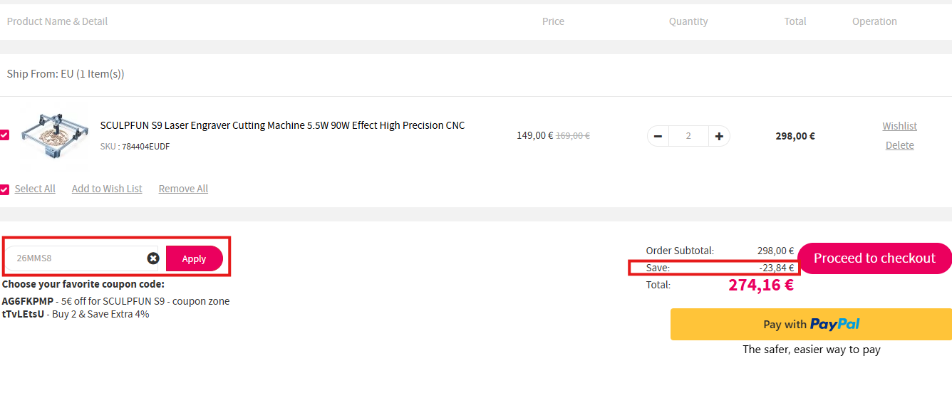 Coupon verification screenshot on Geekmaxi