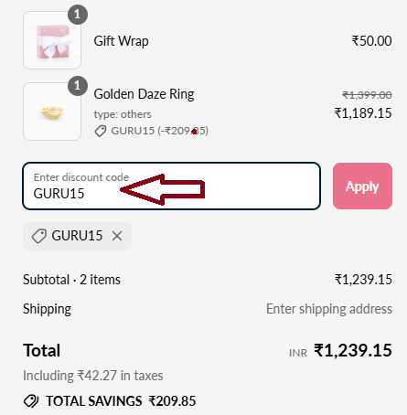 Coupon verification screenshot on Giva