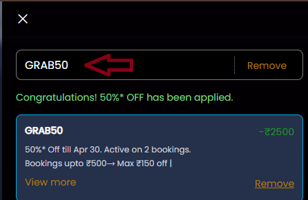 Coupon verification screenshot on Go Indigo