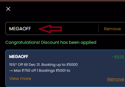 Coupon verification screenshot on Go Indigo