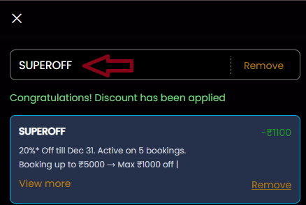 Coupon verification screenshot on Go Indigo