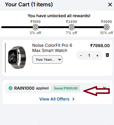 Coupon verification screenshot on GoNoise