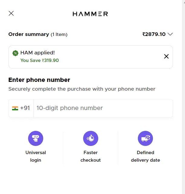 Coupon verification screenshot on Hammer