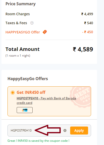 Coupon verification screenshot on Happy Easy Go