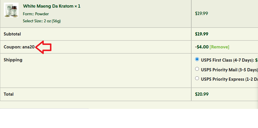 Coupon verification screenshot on Happy Go Leafy