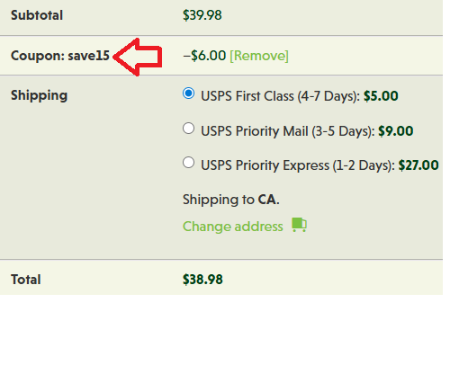 Coupon verification screenshot on Happy Go Leafy