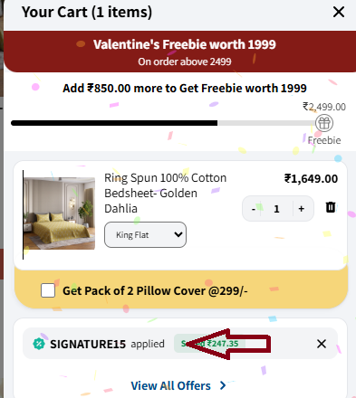 Coupon verification screenshot on Haus & Kinder