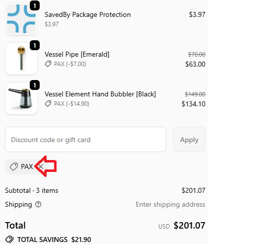 Coupon verification screenshot on Headshop