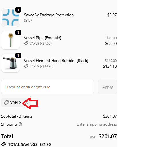 Coupon verification screenshot on Headshop