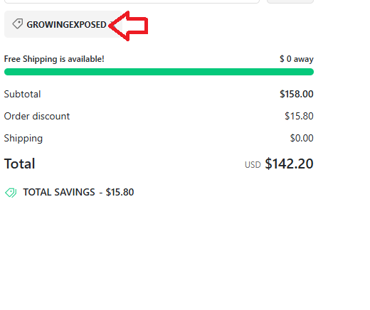 Coupon verification screenshot on Homegrown Cannabis Co