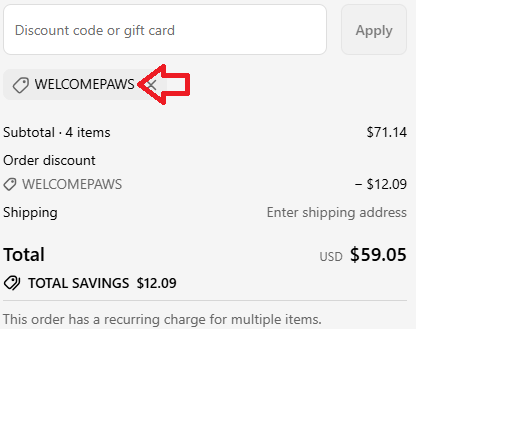 Coupon verification screenshot on Honest Paws