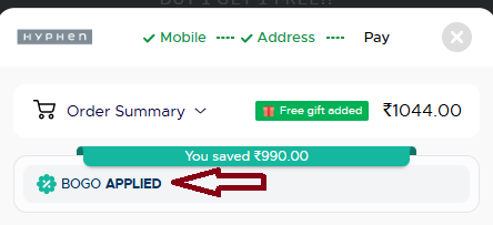 Coupon verification screenshot on Hyphen