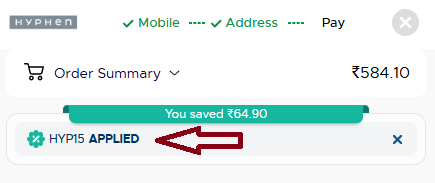 Coupon verification screenshot on Hyphen