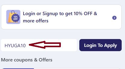 Screenshot of tested coupon for Hyugalife