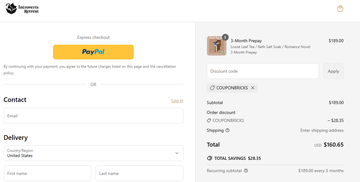 Coupon verification screenshot on Introverts Retreat