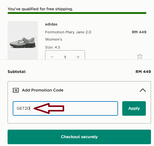 Coupon verification screenshot on JD Sports