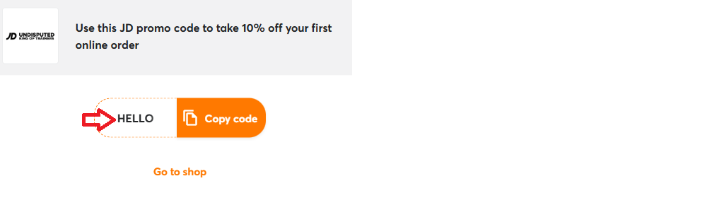 Coupon verification screenshot on JD Sports